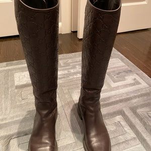 Pre-owned Gucci Guccissima Brown Leather Boots